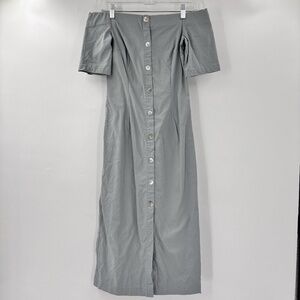 Paloma Wool Gia Off The Shoulder Button Front Midi Dress Size 38